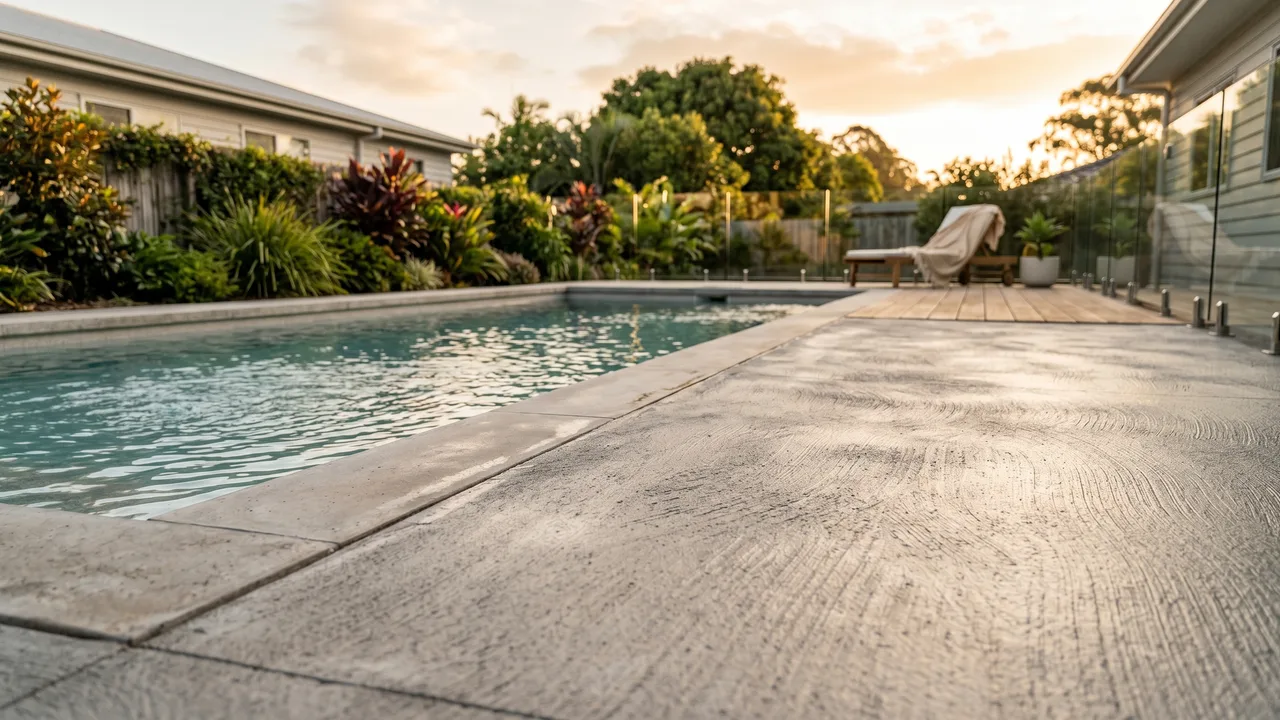 What makes a concrete pool surround safe and which finishes actually work? in Morningside